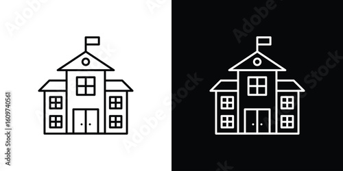 school icon linear vector icon. Editable stroke lines.