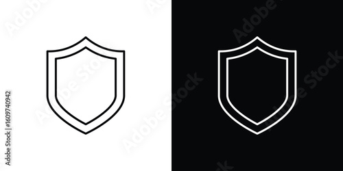 Shield icon linear vector icon. Editable stroke lines.