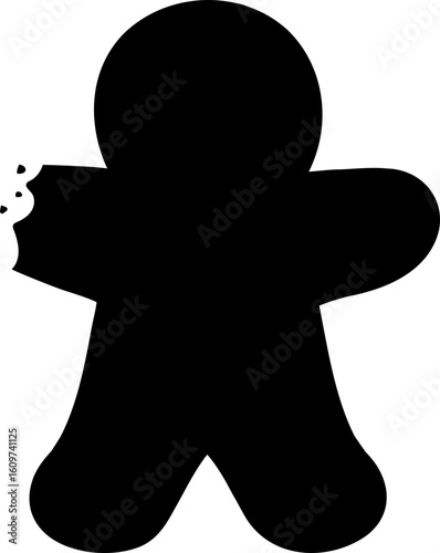 Bitten gingerbread man black silhouette vector.
cute gingerbread man cookies with bites taken off silhouette.
Holiday gingerbread man cookie.
Transparent background. svg.