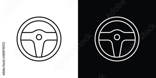 Steering wheel icon linear vector icon. Editable stroke lines.