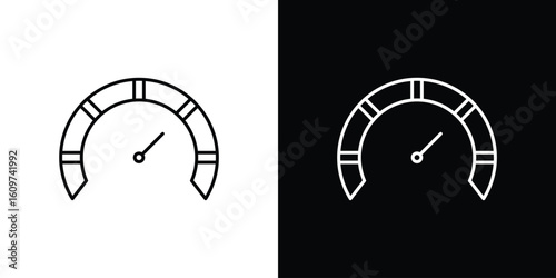 Tachometer icon linear vector icon. Editable stroke lines.