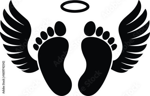 Angel Baby Feet Silhouette Icon