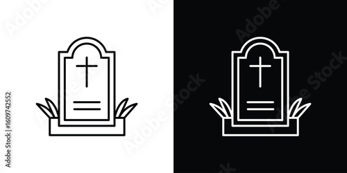 Tombstone icon linear vector icon. Editable stroke lines.