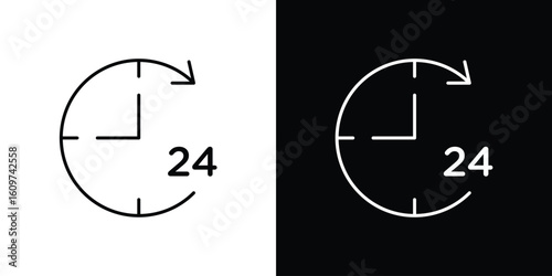 Time twenty four icon linear vector icon. Editable stroke lines.