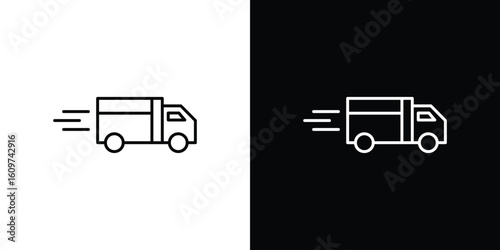 Truck icon linear vector icon. Editable stroke lines.