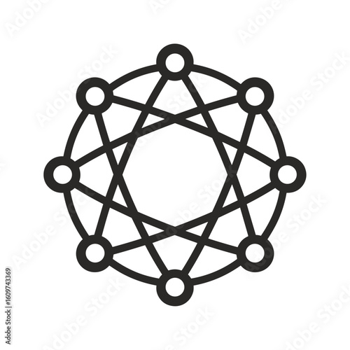 Geometric network icon with interconnected nodes
