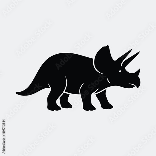 Silhouette triceratops dinosaur prehistoric herbivore wildlife animal icon vector illustration