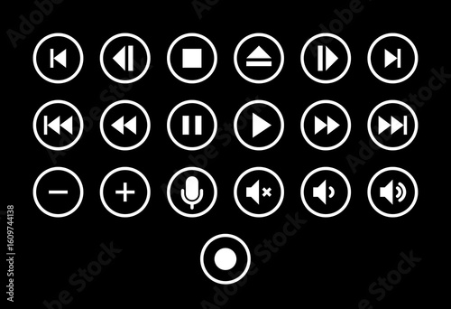 audio and media control buttons or icons