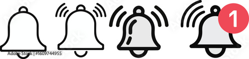 Notification message bell vecor line icon.notification icon vector line art illustration design.set of bells, bells line art vector illustrationset of bell.