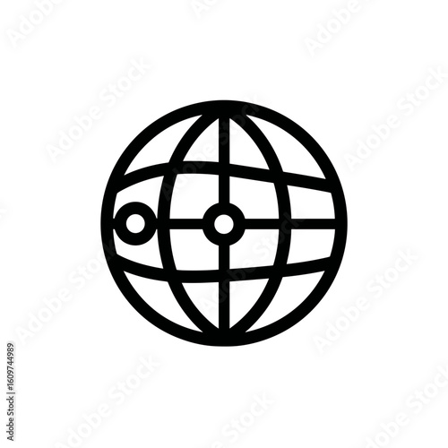 Simple globe icon with latitude and longitude lines
