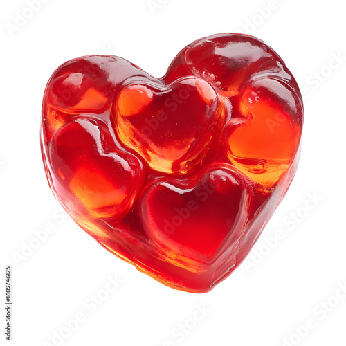 Red heart shaped jelly candy hearts inside