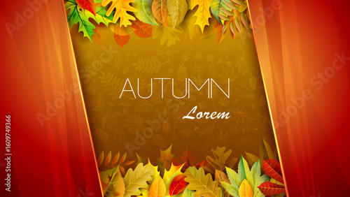 Autumn composition with bright fallen leaves and empty copyspace.