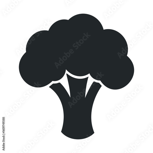 Silhouette of broccoli icon on white background