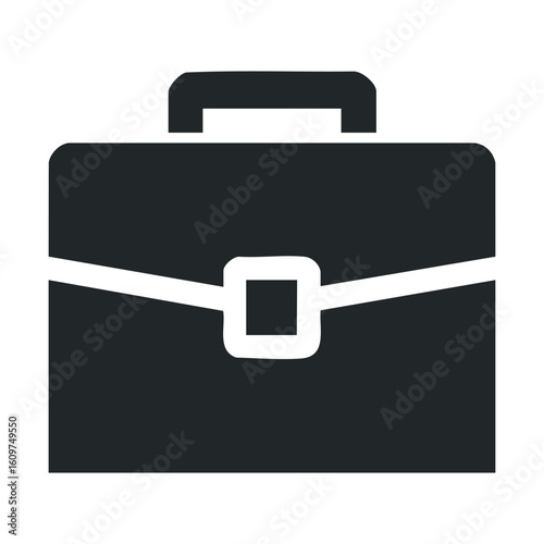 Minimalist black briefcase icon illustration
