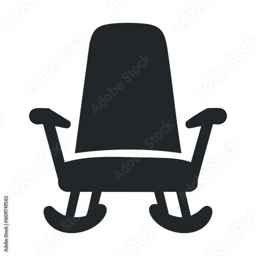 Black rocking chair icon on white background - minimalist furniture illustration