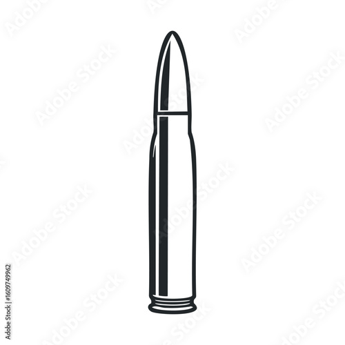 Simple black and white bullet illustration on white background