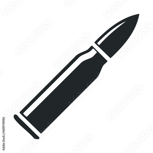 Black and white bullet vector icon on white background