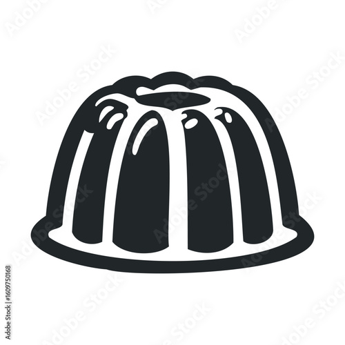 Black and white bundt cake icon in simple design