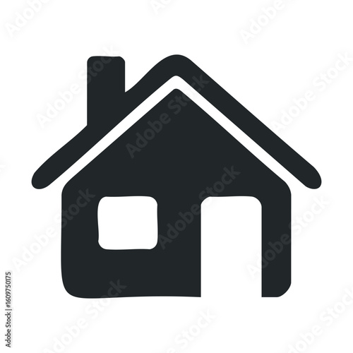 Simple black house icon on white background