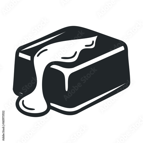 Melting butter icon in black and white