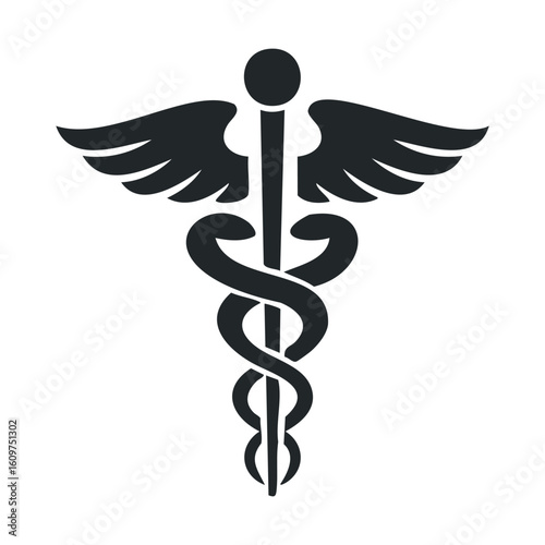 Caduceus symbol: medical icon with winged staff and serpents
