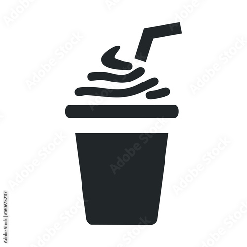 Cup of cold beverage with whipped cream and straw icon illustration