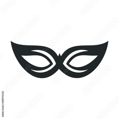 Black eye mask icon with elegant curves and open design