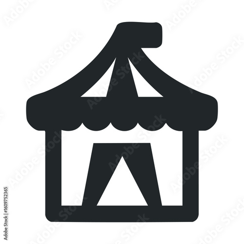 Simple black circus tent icon on white background