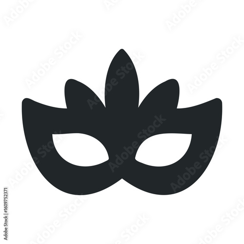 Black carnival mask icon on white background