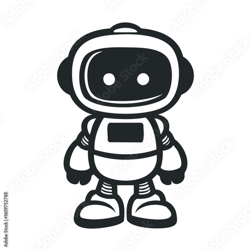 Cute cartoon robot with big round eyes and simple design