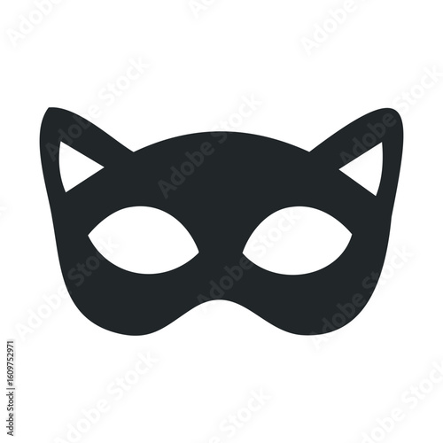 Black cat eye mask silhouette on white background