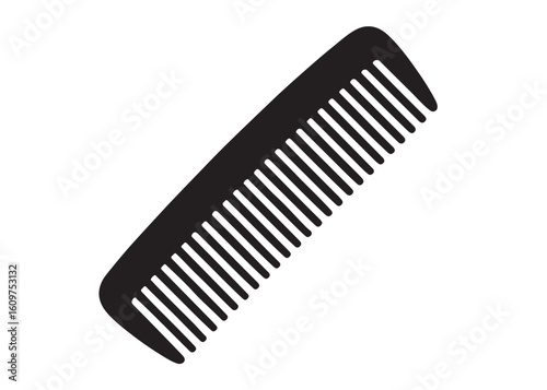 hair comb logo silhouette vector, comb logo icon vector design, hair brush vector logo silhouette illustration, black hair cutting comb logo vector silhouette on white background