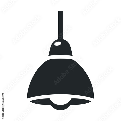 Minimalist black pendant light icon on white background