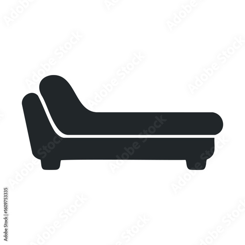 Minimalist black chaise lounge silhouette on white background