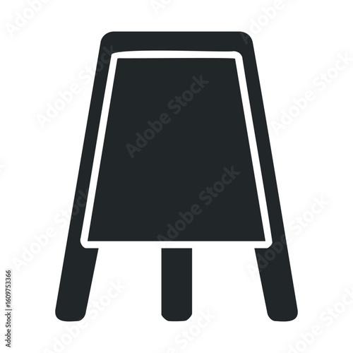 Minimalist black and white stool icon on white background