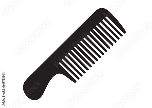 hair comb logo silhouette vector, comb logo icon vector design, hair brush vector logo silhouette illustration, black hair cutting comb logo vector silhouette on white background
