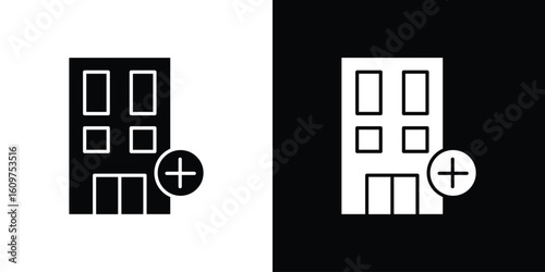 Hospital icon Symbol, logo illustration. Vector graphics for web.