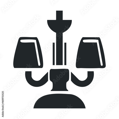 Elegant dual-lamp icon in black and white silhouette design