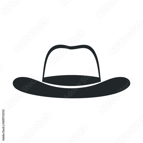 Black silhouette of a classic cowboy hat with wide brim