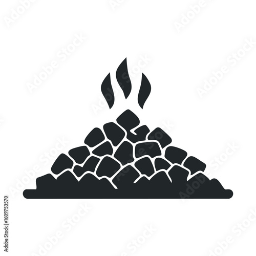 Steaming hot stones icon: black and white sauna and spa symbol