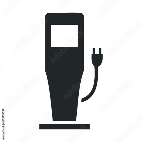 Electric vehicle charging station icon with plug and screen