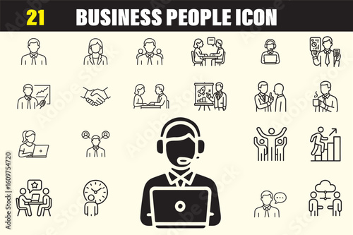Business people icon set vector file 