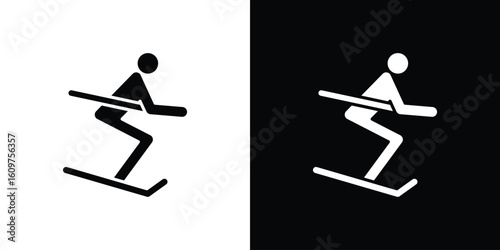 Skiing icon Symbol, logo illustration. Vector graphics for web.