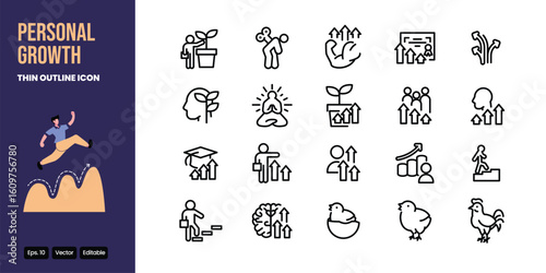personal growth thin outline icon set vector design good for web and mobile app