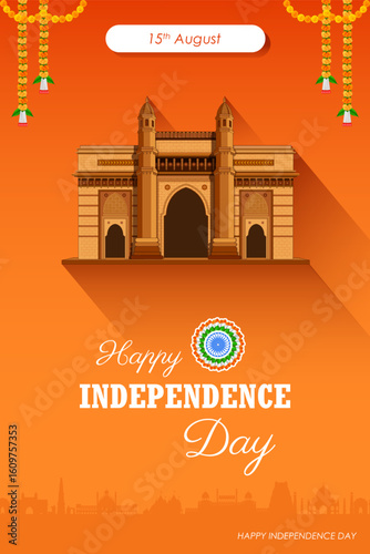 Famous Indian monument Gate Way Of India for 15th August Happy Independence Day of India