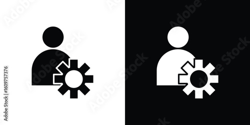 User gear icon Symbol, logo illustration. Vector graphics for web.