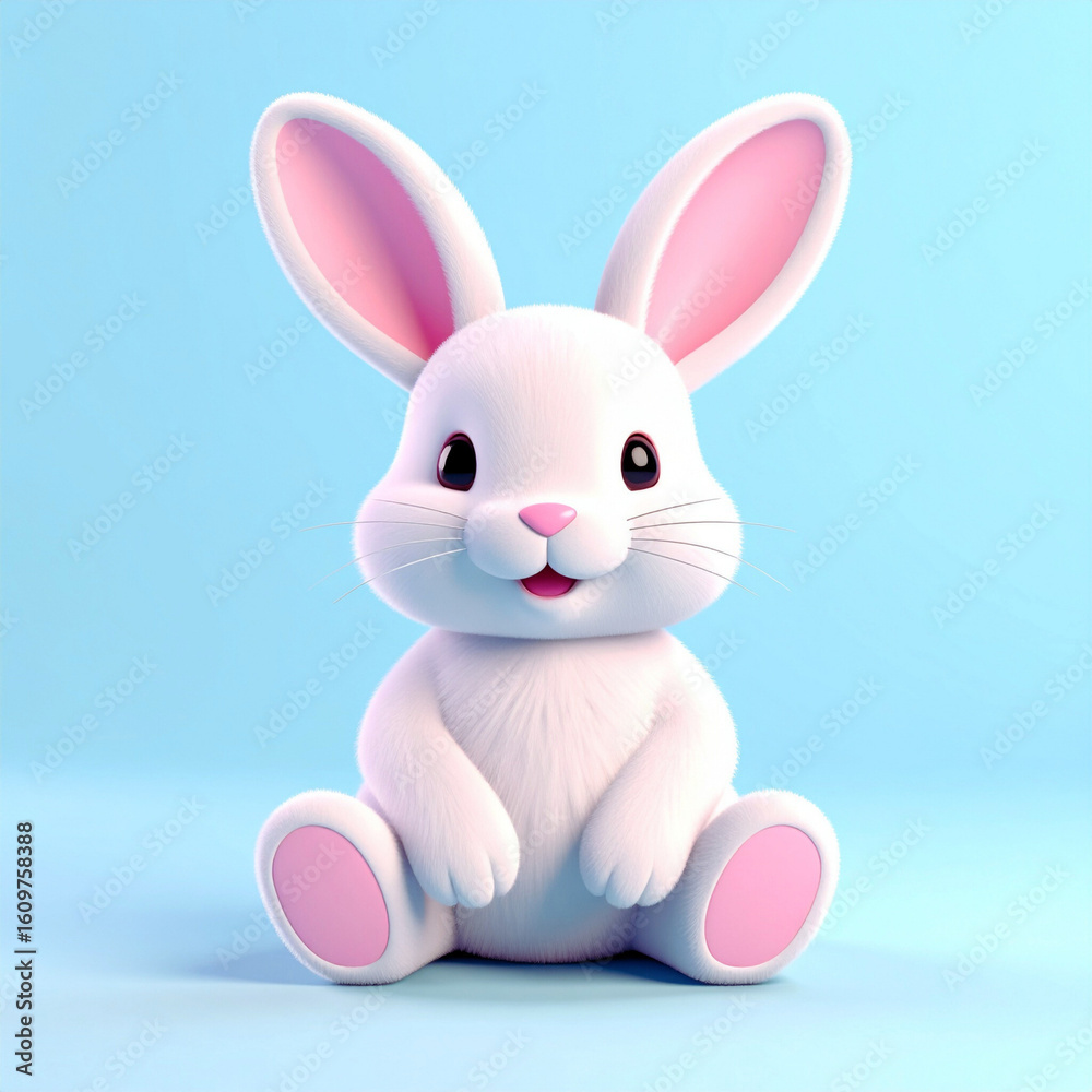 Fototapeta premium easter bunny with pink ribbon