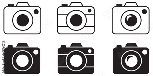 camera icon set. camera photo icon symbol, snapshot sign . line outline icons, flat style. EPS 10