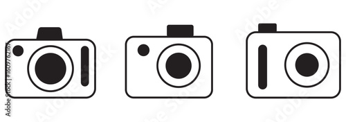 camera icon set. camera photo icon symbol, snapshot sign . line outline icons, flat style. white background EPS 10