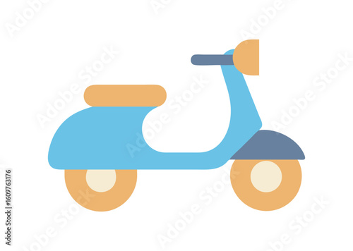 Stylized scooter icon with blue orange and tan colors vector illustration